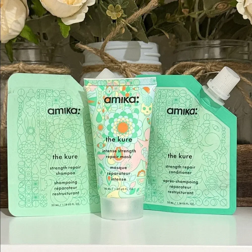 amika mint green The Kure Strength Repair Trio